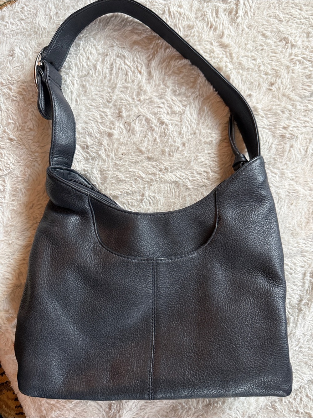 Covington Black Pebble Leather Shoulder Bag